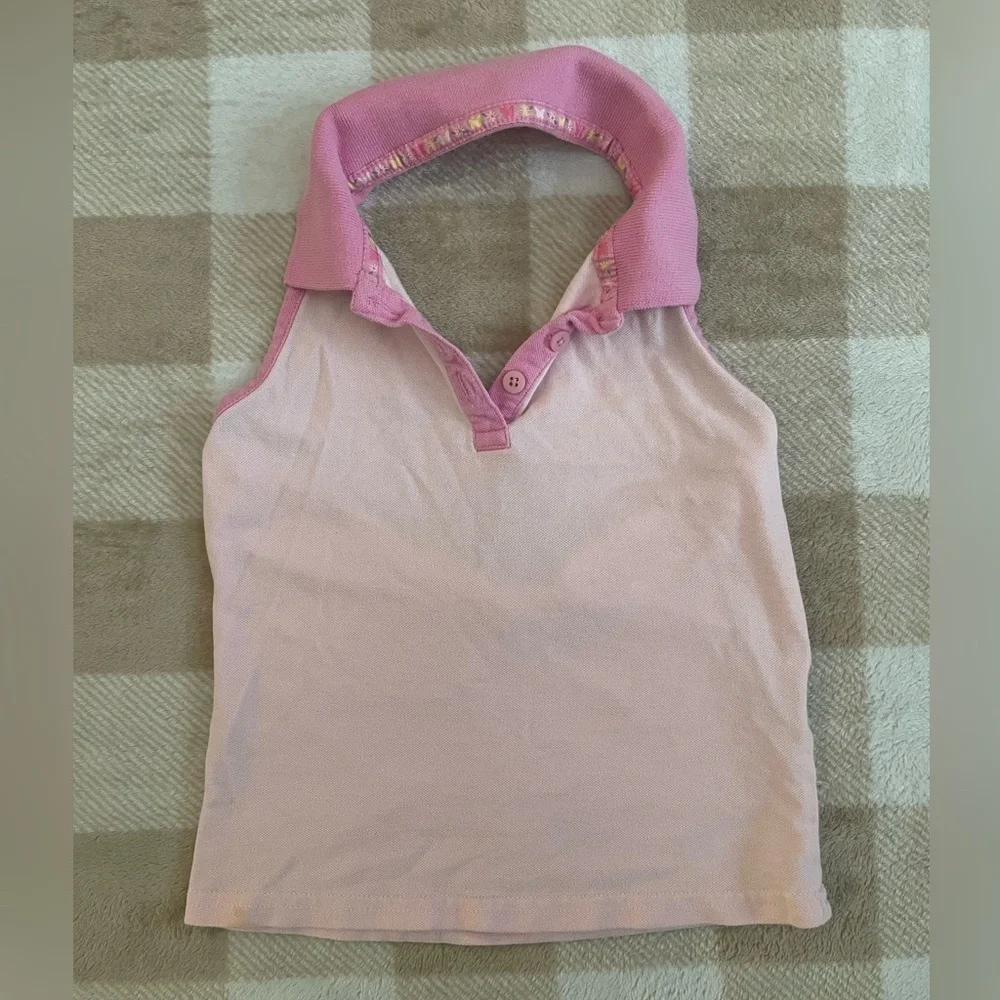 Basic Editions Light Pink Halter Neck Sleeveless Polo Shirt Basic Editions 6/6X - Picture 1 of 7